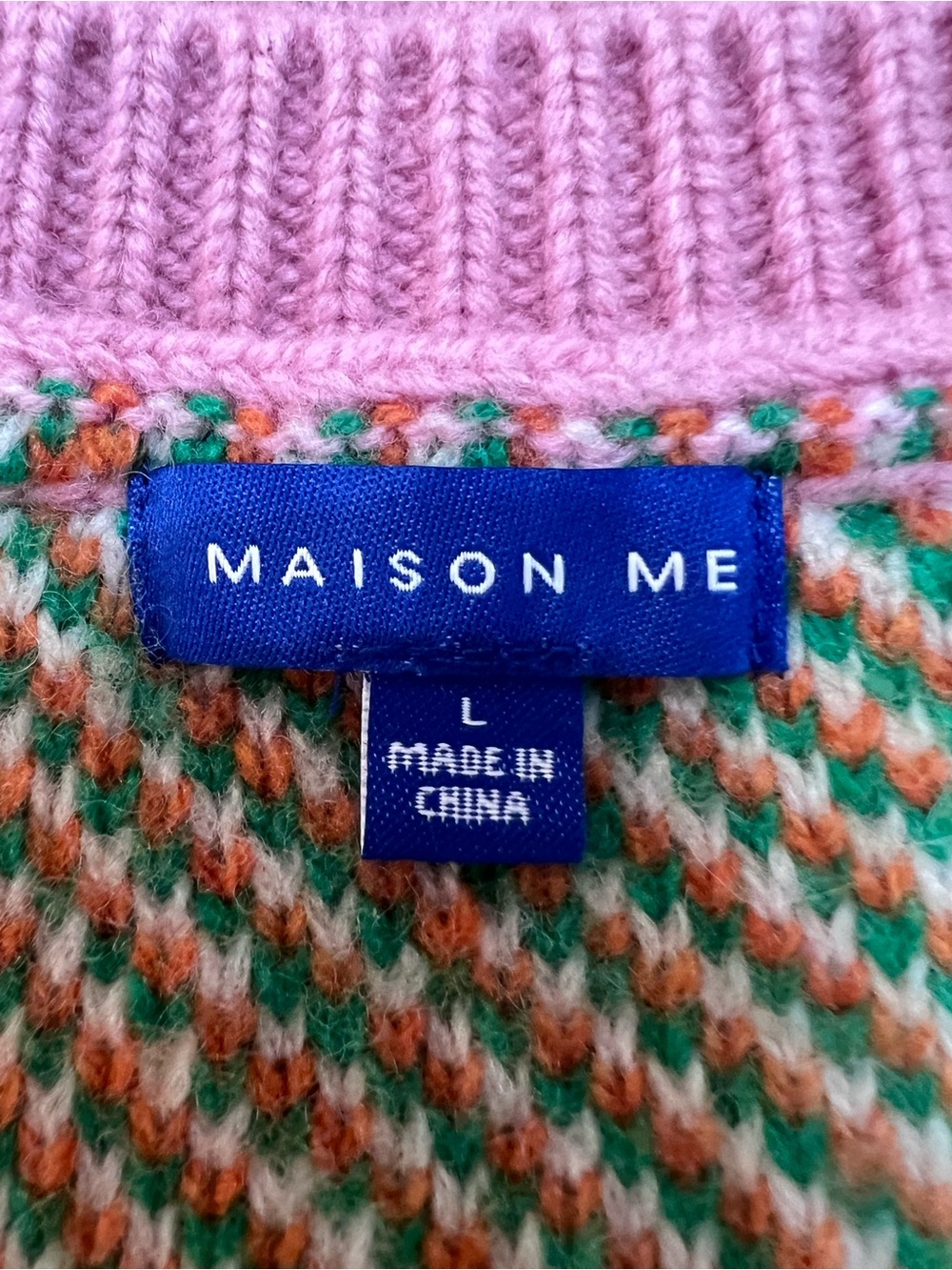 Maison Me Ladies Ashley Pink Floral Wool Blend Knit Cardigan Jacket. Size Large. - Picture 3 of 12